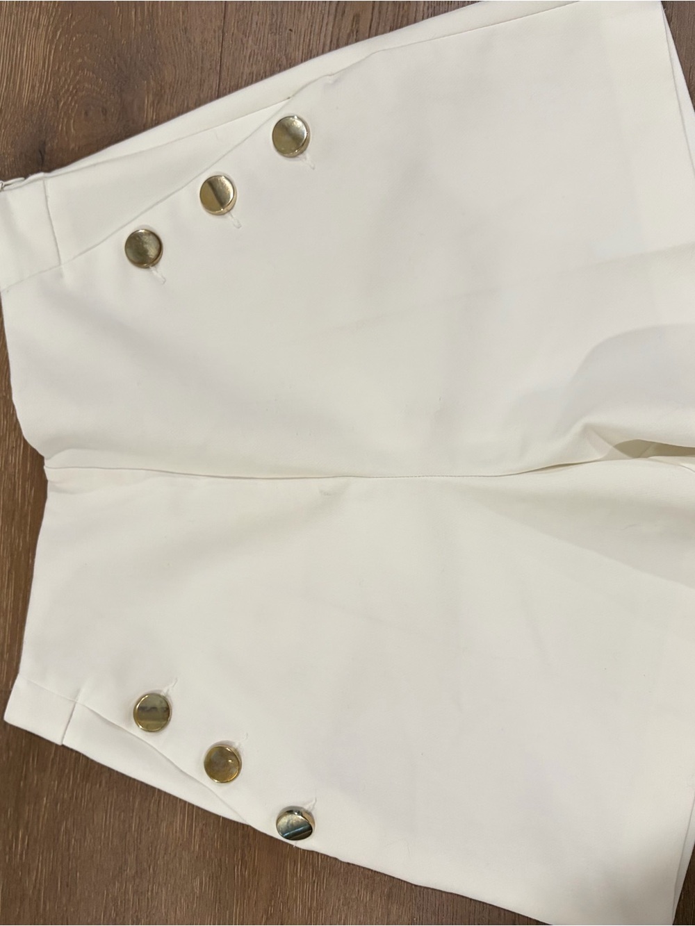 Zara Cream High-Waist Shorts with Gold Buttons